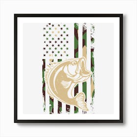 Bass Fishing Us Flag Art Print