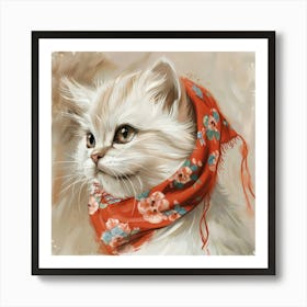 Cat With Scarf Art Print