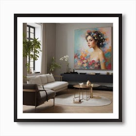 Of A Woman With Flowers Art Print