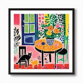 Cat On A Table 1 Art Print