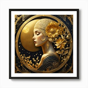 Gold Deco Woman Art Print