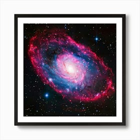 A Mesmerizing Spiral Galaxy Explosion Dappled In The Hues Of Pink And Red Celestial Bodies Transiti (4) Art Print