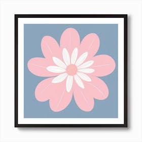 A White And Pink Flower In Minimalist Style Square Composition 232 Art Print