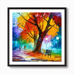 Autumn tree in the Park oil painting abstract painting art 1 Art Print