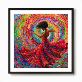 Dancer In Red Dress Art Print