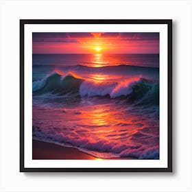 Sunset At The Beach 10 Art Print