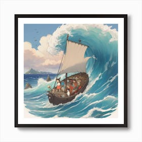 Ship On A Wave Art Print