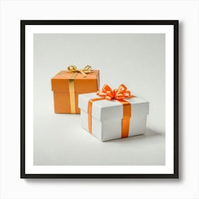 Gift Boxes Isolated On White Art Print