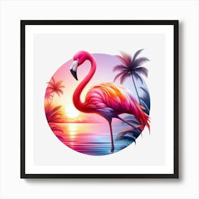 Flamingo At Sunset 4 Art Print