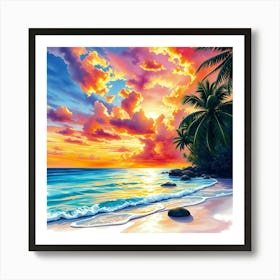 Sunset On The Beach 20 Art Print