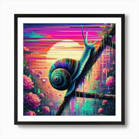 Snail On A Branch Art Print