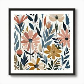 Floral Pattern Botanical Abstract Matisse Style Flowers Art Print Art Print