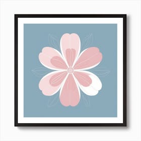 A White And Pink Flower In Minimalist Style Square Composition 24 Art Print