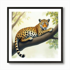 Jaguar On A Tree 1 Art Print