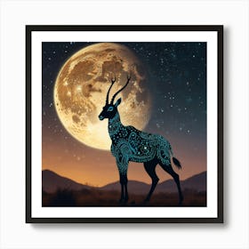 Deer In The Moonlight 1 Art Print
