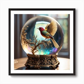 Bird In A Snow Globe Art Print