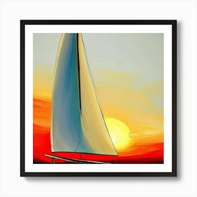 Sailboat At Sunset Art Print