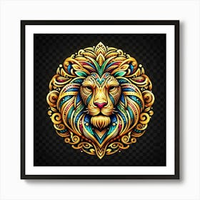 Lion head tribal 3 Art Print