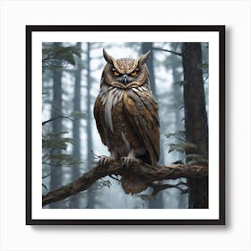 Owl In The Forest 149 Art Print