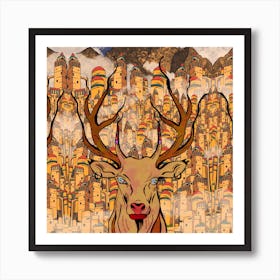 Deer In The City Art Print