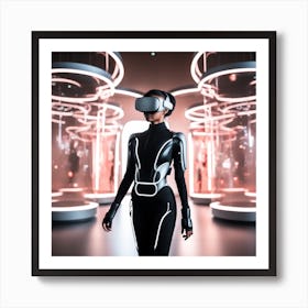 Futuristic Woman In Virtual Reality Art Print