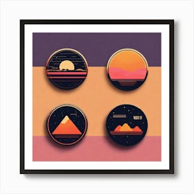 4 Badges Lo Fi Music With Minimalist Design (3) Art Print