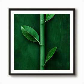 Green Bamboo On A Green Background Art Print