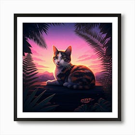 Cat In The Forest Art Print