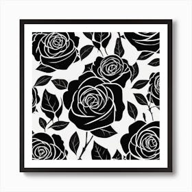 Black Roses Seamless Pattern Art Print