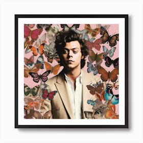 Harry Styles Butterfly Collage 3 Square Art Print