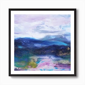 Blue Mountains Abstract Painting Square Art Print
