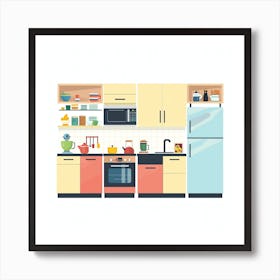 Kitchen Interior Flat Vector Illustration 11 Art Print