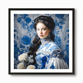 Lady In Blue 1 Art Print