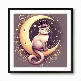 Cat On The Moon 1 Art Print