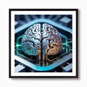 Brain On A Circuit Board 38 Art Print