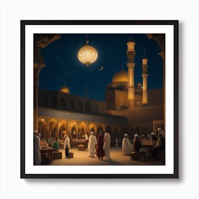 Islamic Mosque At Night Art Print