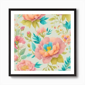 Watercolor Floral Pattern 3 Art Print