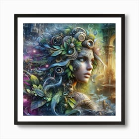 Fantasy Woman In A City Art Print