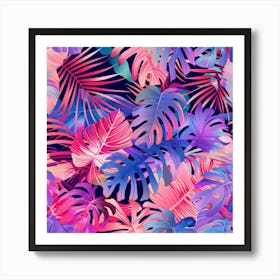 Tropical Leaves Seamless Pattern 15 Art Print