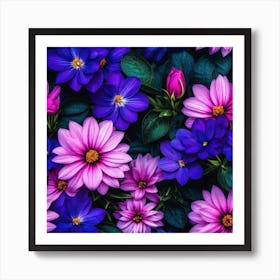 Purple Flowers Wallpaper 3 Art Print