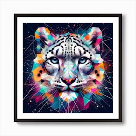 Geometric Art Snow Leopard 2 Art Print