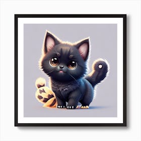 Cute Black Kitten 1 Art Print