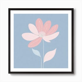 A White And Pink Flower In Minimalist Style Square Composition 575 Art Print