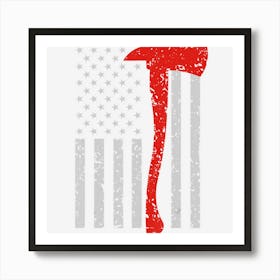 Firefighter American Flag Axe Thin Red Line Patriot Art Print