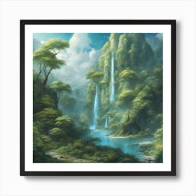 0 A Mural With Blue, Green, And Stunning Nature Esrgan V1 X2plus Art Print