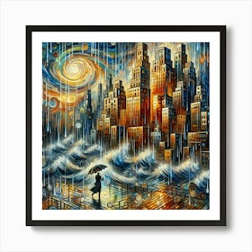 Rainy City,Rainy Blues Art Print