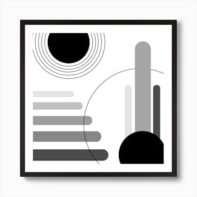 Black And White Mid Century Art Print