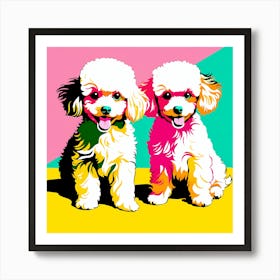 Poodle Pups, This Contemporary art brings POP Art and Flat Vector Art Together, Colorful Art, Animal Art, Home Decor, Kids Room Decor, Puppy Bank - 120th Art Print