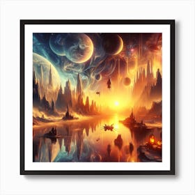 Space City,Dreamscape of Tatooine - Melting Time and Space,Inspired by Salvador Dalí Art Print