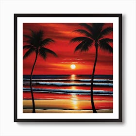 Sunset At The Beach 224 Art Print